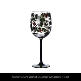 Hand Painted Home Light Luxury Glass Goblet (Option: Red Wine Glass Summer)