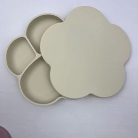 Children's Cat Claw Silicone Plate Food Grade (Option: Milk white-With lid)