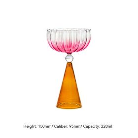 Water Ripple Glass Cocktail Glass (Option: Rose Red Orange Base220ml)