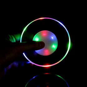 LED Glow Coaster Acrylic Crystal Emitting Luminous Bar Cocktail Mug Stand Light Coasters Flashing Base Tableware Decoration Pads (Option: Round Color Light)