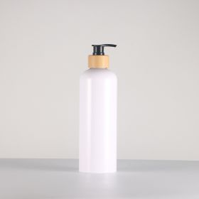 White Bamboo Pipe Round Shoulder Bottle (Option: White Bottle Black Bamboo Pump-500ml)